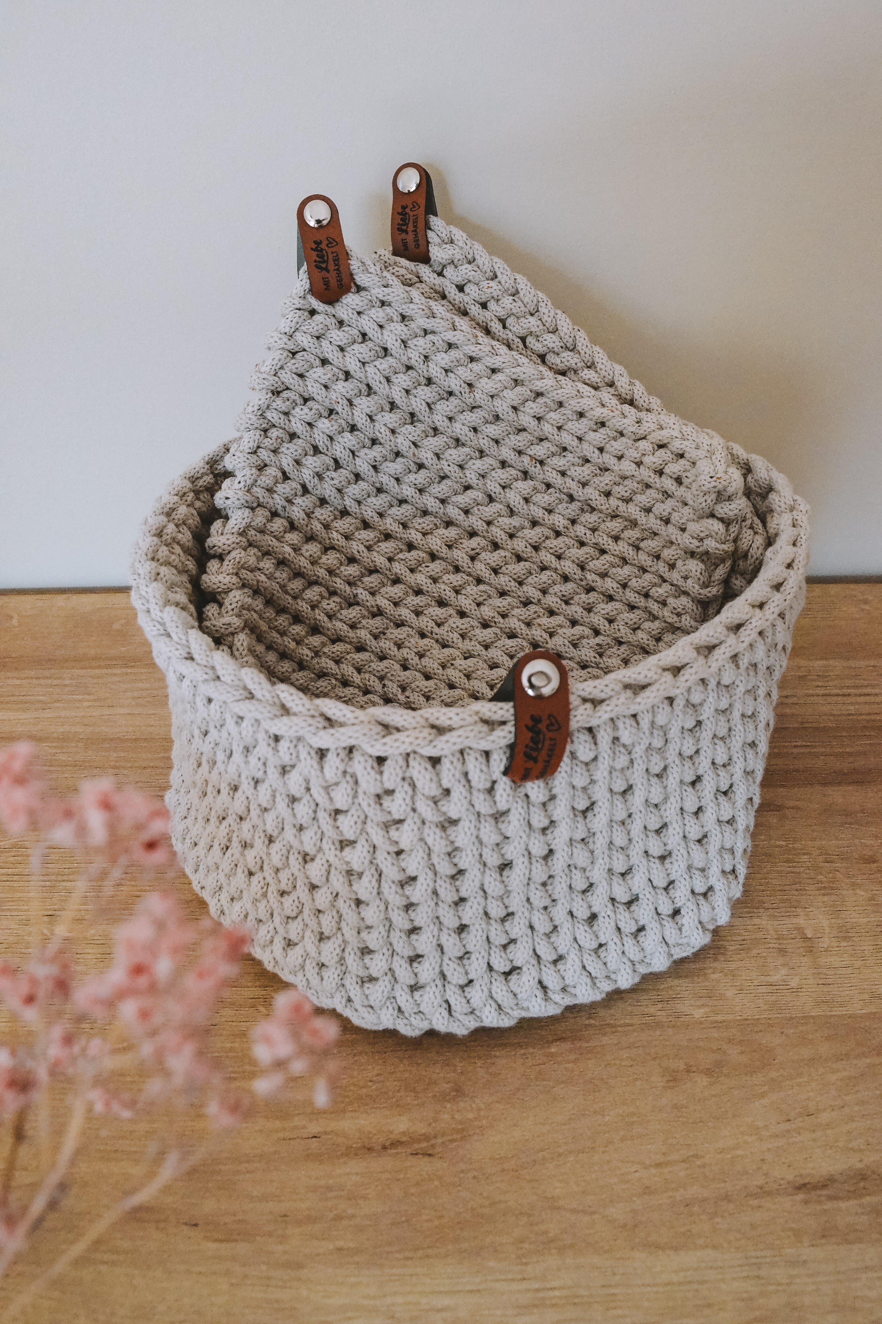Körbchen mit Topflappen in beige