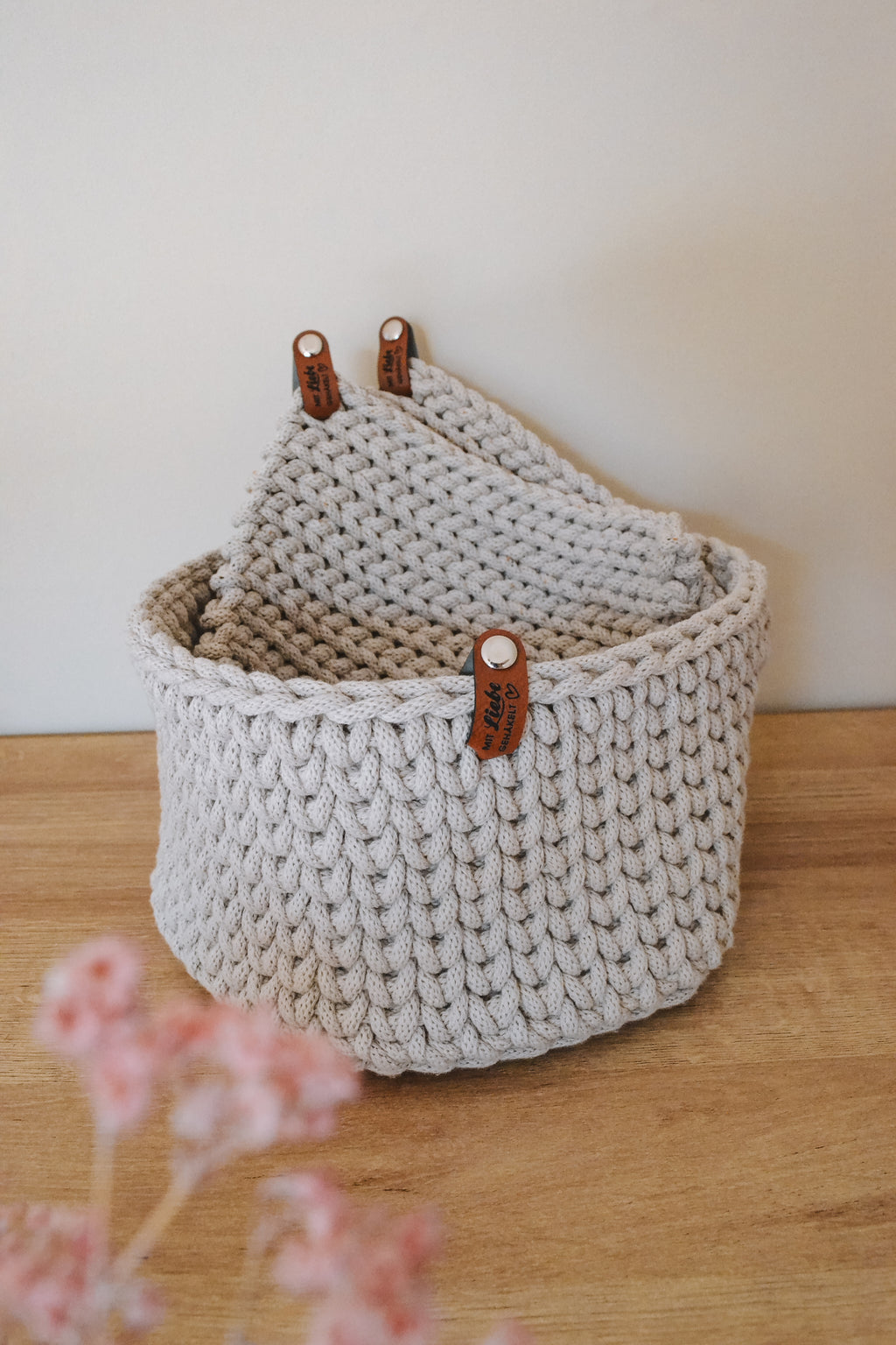Körbchen mit Topflappen in beige